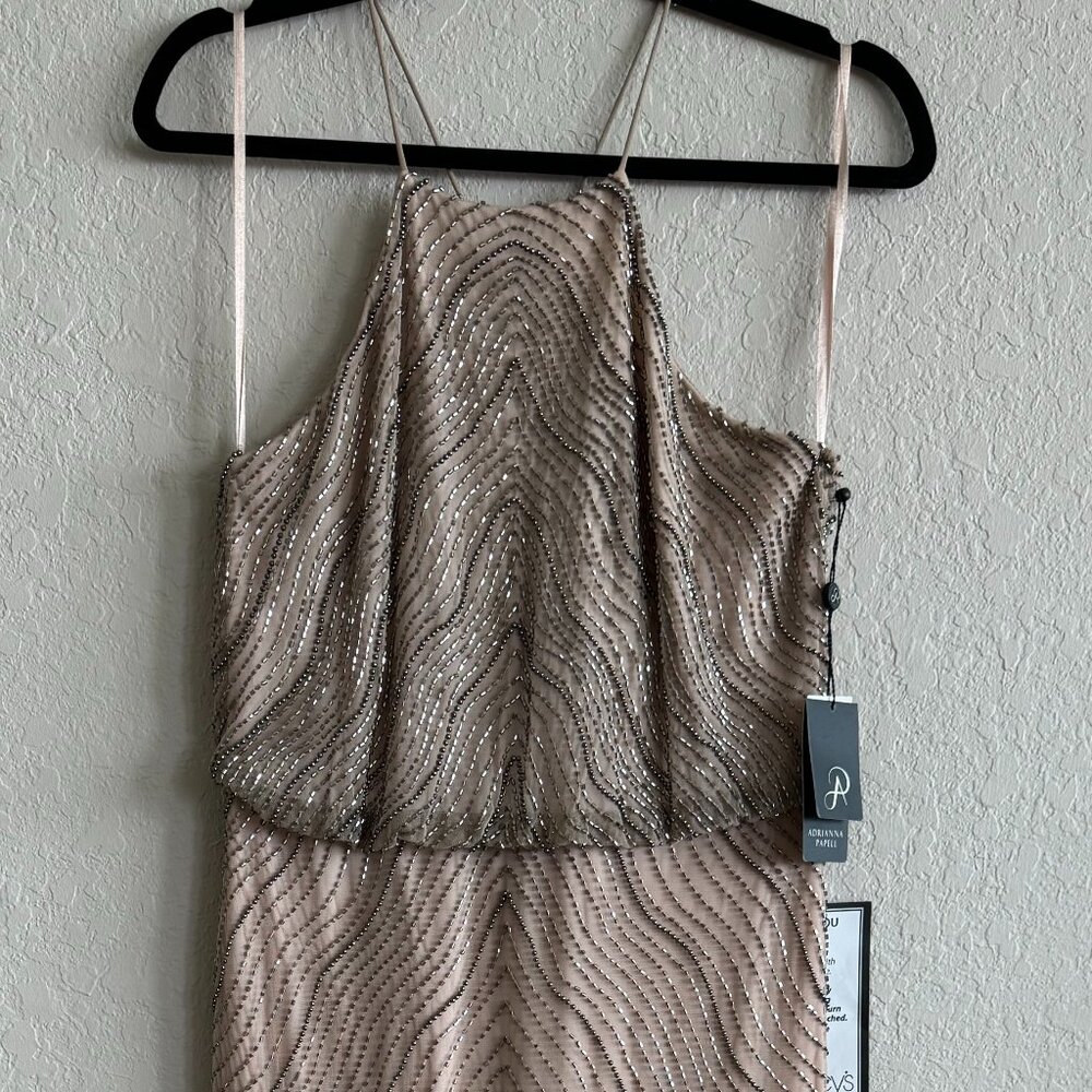 Adrianna Pappel Taupe Pink Sequin Dress